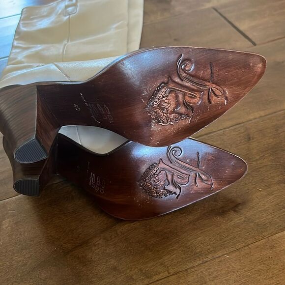 New Free People Stevie Boots Knee-High Tall White Leather EU 40 US 10 - Picture 6 of 8